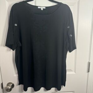 Pre-owned 89th and Madison 2X black Blouse Top Womens short sleeve shirt